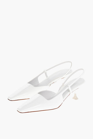 Patent Leather KIRA Slingback Pumps with Squared Toe Heel 7cm