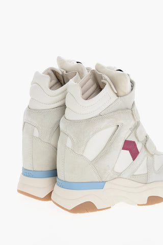 Suede and Leather BALSKEE High-Top Wedge Sneakers with Touch-Strap Closure