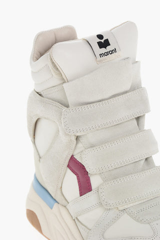 Suede and Leather BALSKEE High-Top Wedge Sneakers with Touch-Strap Closure