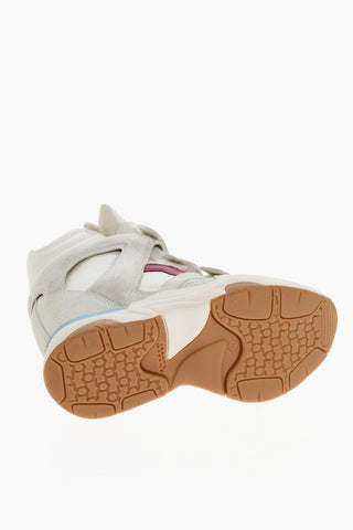 Suede and Leather BALSKEE High-Top Wedge Sneakers with Touch-Strap Closure