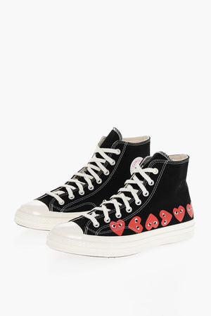 PLAY COMME DES GARCONS CHUCK TAYLOR 70 Canvas High-Top Sneakers with Hearts Print