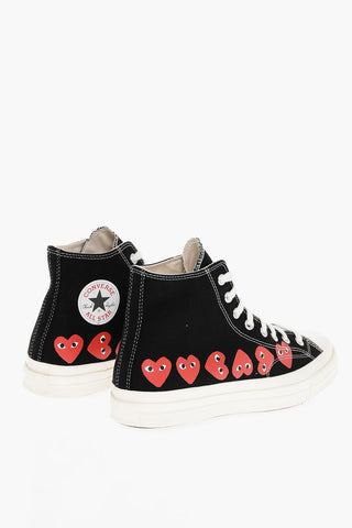 PLAY COMME DES GARCONS CHUCK TAYLOR 70 Canvas High-Top Sneakers with Hearts Print