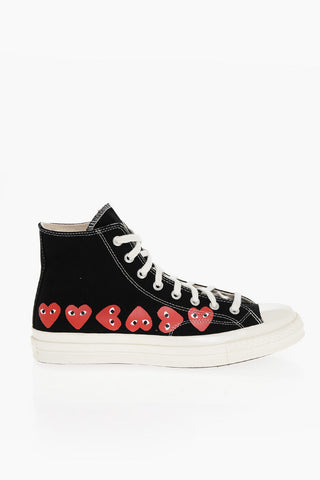 PLAY COMME DES GARCONS CHUCK TAYLOR 70 Canvas High-Top Sneakers with Hearts Print