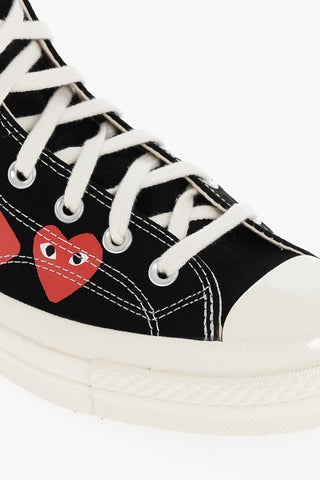 PLAY COMME DES GARCONS CHUCK TAYLOR 70 Canvas High-Top Sneakers with Hearts Print