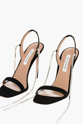 Suede CARELESS WHISPER Sandals with Rhinestone Embellished Ankle-Strap Heel 10.5cm