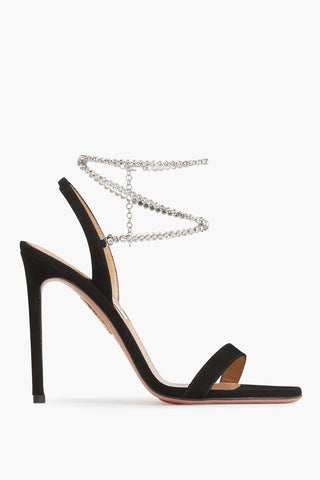 Suede CARELESS WHISPER Sandals with Rhinestone Embellished Ankle-Strap Heel 10.5cm