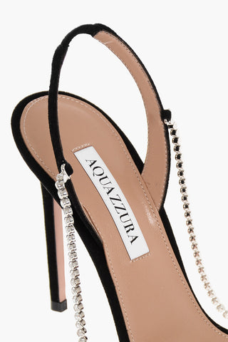Suede CARELESS WHISPER Sandals with Rhinestone Embellished Ankle-Strap Heel 10.5cm