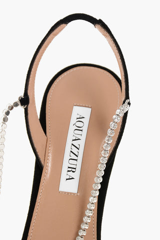 Suede CARELESS WHISPER Sandals with Rhinestone Embellished Ankle-Strap Heel 10.5cm