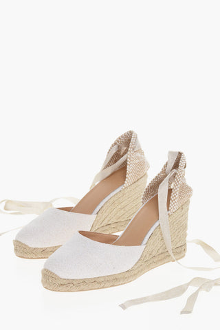 Metallic Linen CARINA Lace-Up Espadrilles with Juta and Lurex Wedge 9cm