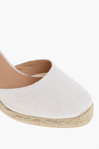 Metallic Linen CARINA Lace-Up Espadrilles with Juta and Lurex Wedge 9cm