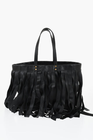 Leather LAUNDRY CABAS Tote Bag with Fringes