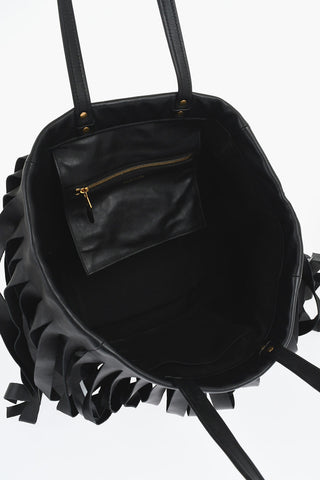Leather LAUNDRY CABAS Tote Bag with Fringes