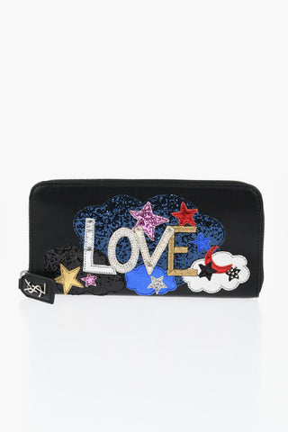 Leather LOVE Wallet with Glittered Patch