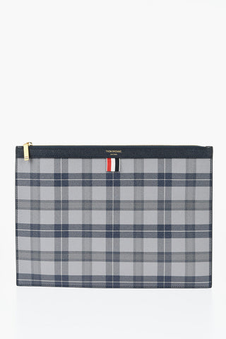 Textured Leather Document Holder with Tartan Motif