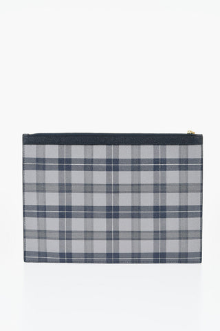 Textured Leather Document Holder with Tartan Motif