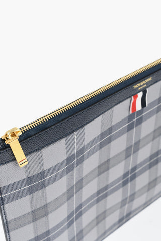 Textured Leather Document Holder with Tartan Motif