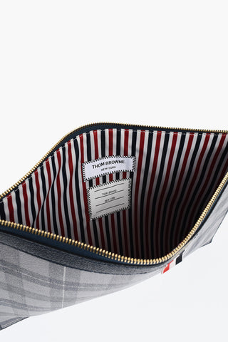 Textured Leather Document Holder with Tartan Motif