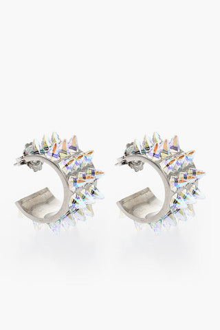 Rhinestoned Studs KARMA Hoop Earrings