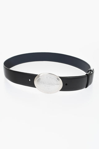 Leather Belt with Logoed Buckle 35mm