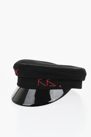 Cappello Baker Boy in Lana con Visiera in Vinile