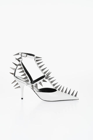 가죽 스터드 샌들 8cm 굽