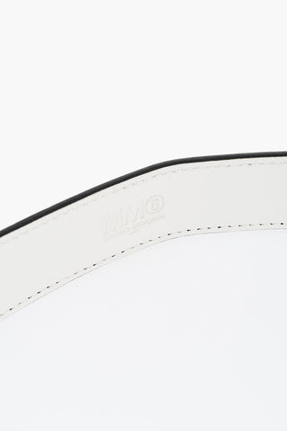 MM6 Embossed Leather Belt with Mother of Pearl Details 35mm