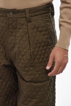 Single-Pleat Quilted Nylon Pants