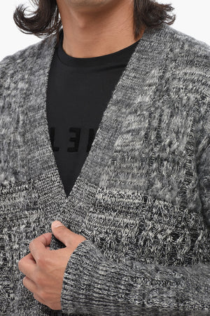 Cardigan a Trecce in Lana Merino con Scollo a V