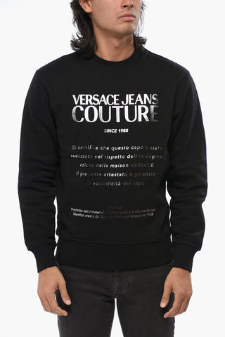 COUTURE Fleeced Cotton Crew-neck Sweatshirt with Silver-Tone Logo