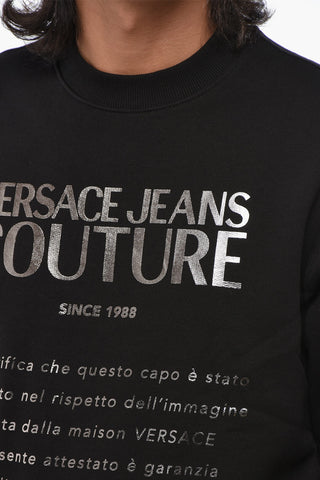 COUTURE Fleeced Cotton Crew-neck Sweatshirt with Silver-Tone Logo