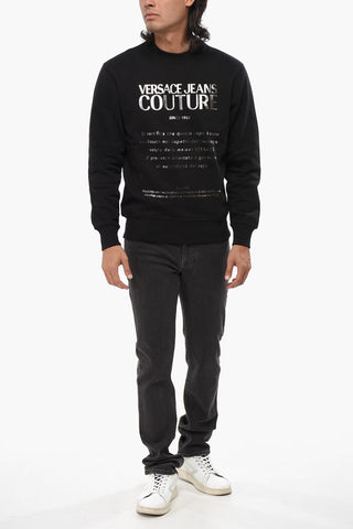 COUTURE Fleeced Cotton Crew-neck Sweatshirt with Silver-Tone Logo