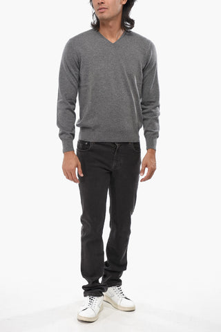 Pure Cashmere Sweater with V-Neck