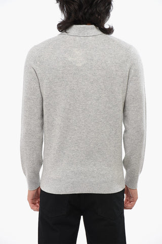 Solid Color Cashmere Sweater with Polo Neck
