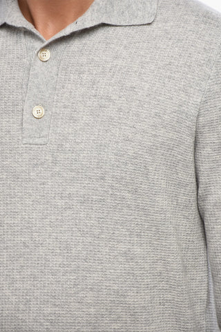 Solid Color Cashmere Sweater with Polo Neck
