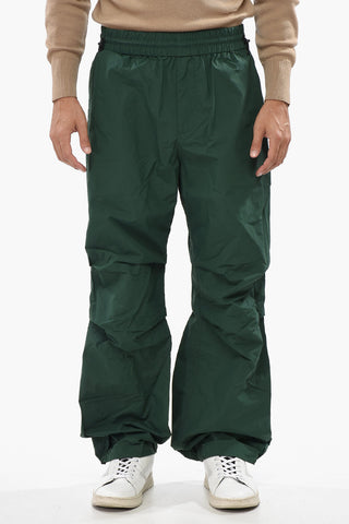 Pantaloni in Nylon a Tinta Unita con Elastico in Vita
