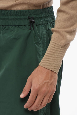 Pantaloni in Nylon a Tinta Unita con Elastico in Vita