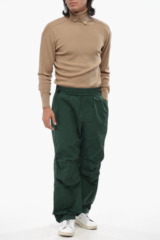 Pantaloni in Nylon a Tinta Unita con Elastico in Vita