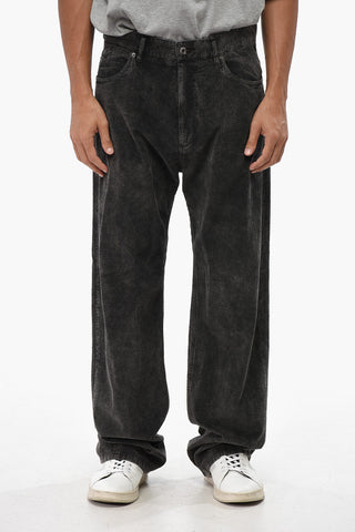 Pantaloni 5 Tasche in Velour a Coste 
