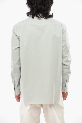 Solid Color Cotton Shirt with Embroidery on Breast Pocket