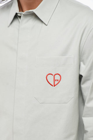 Solid Color Cotton Shirt with Embroidery on Breast Pocket