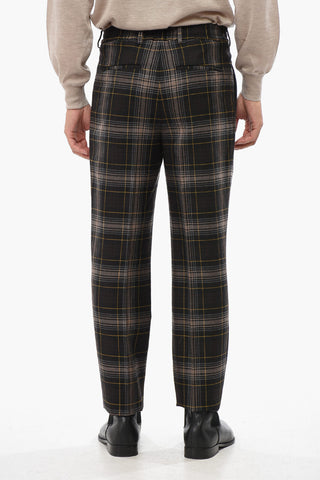 Checked Wool Trousers with One Pleat