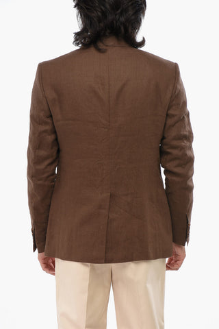 Linen Center Vent Peak Lapel 2-Button Blazer