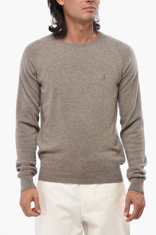 Cashmere Crew-neck Sweater with Embroidered Logo