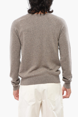 Cashmere Crew-neck Sweater with Embroidered Logo