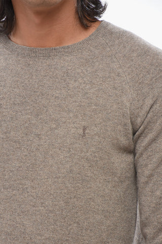 Cashmere Crew-neck Sweater with Embroidered Logo