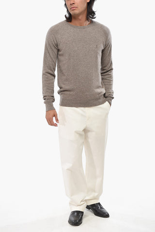 Cashmere Crew-neck Sweater with Embroidered Logo
