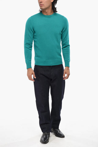 Solid Color Pure Cashmere Crew-neck Sweater