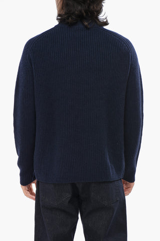 Wool and Cashmere Turtleneck Sweater with Buttons