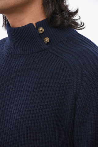 Wool and Cashmere Turtleneck Sweater with Buttons