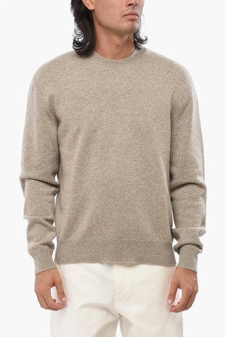 Cashmere Crew-neck Sweater with Braided Leather Details